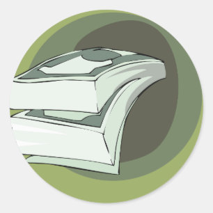 Stack of Money Cash Green Backs Classic Round Sticker