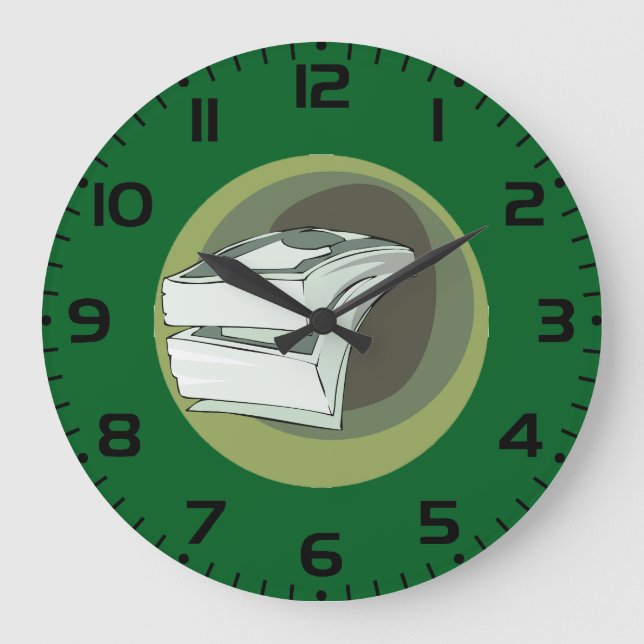 Stack of Money Cash Green Backs Large Clock (Front)