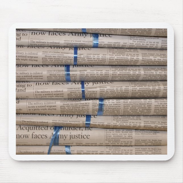 Stack of Newspapers Current Events Art Mouse Mat (Front)
