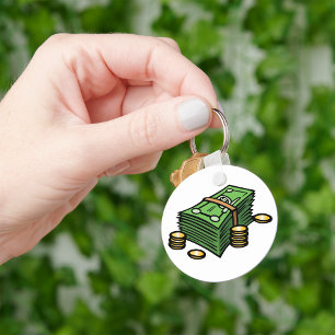 Stack of Notes and Coins Keychain