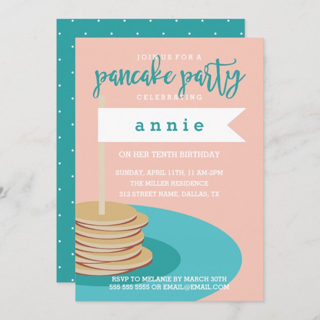 Stack of Pancakes | Birthday Party Invitation (Front/Back)