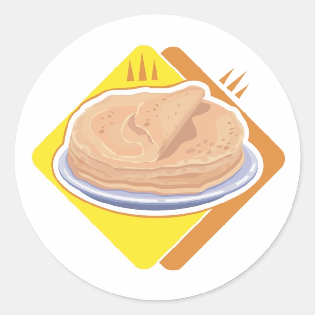 stack of pancakes classic round sticker (Front)