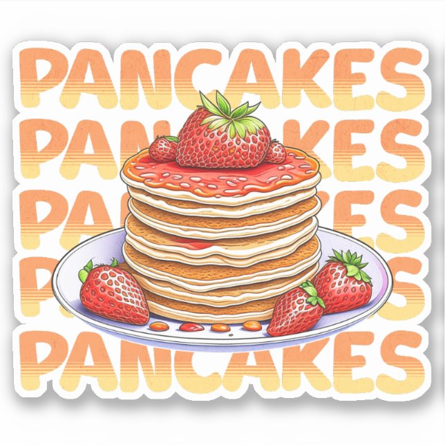 Stack of Pancakes with Strawberries on Top Cartoon (Front)