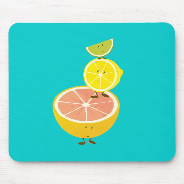 Stack of smiling citrus fruit mouse mat (Front)