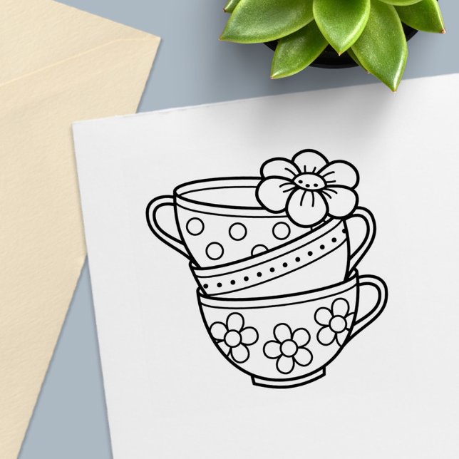 Stack of Teacups Self-inking Stamp (Creator Uploaded)