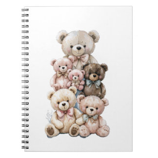 Stack of Teddy Bears Cute Pastel Notebook