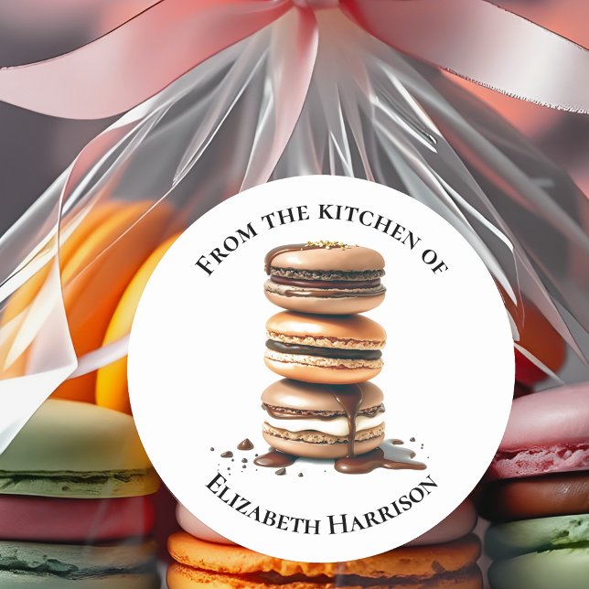 Stack of Three Macarons From the Kitchen of Classic Round Sticker (Creator Uploaded)