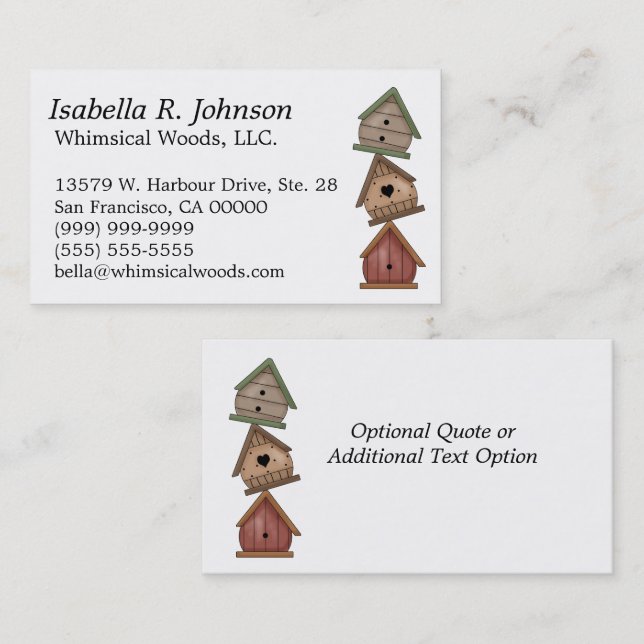 Stack of Three Weathered Birdhouses Business Card (Front/Back)
