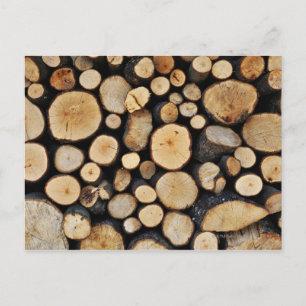 Stack of tree logs postcard