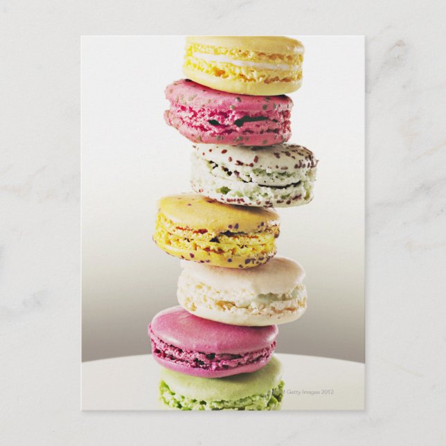 Stack of vibrant macaroons postcard (Front)