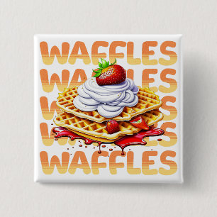 Stack of Waffles Covered in Strawberries 15 Cm Square Badge