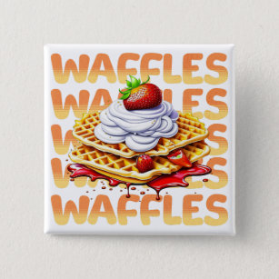 Stack of Waffles Covered in Strawberries 15 Cm Square Badge