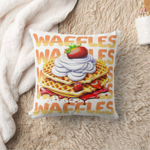 Stack of Waffles Covered in Strawberries Cushion