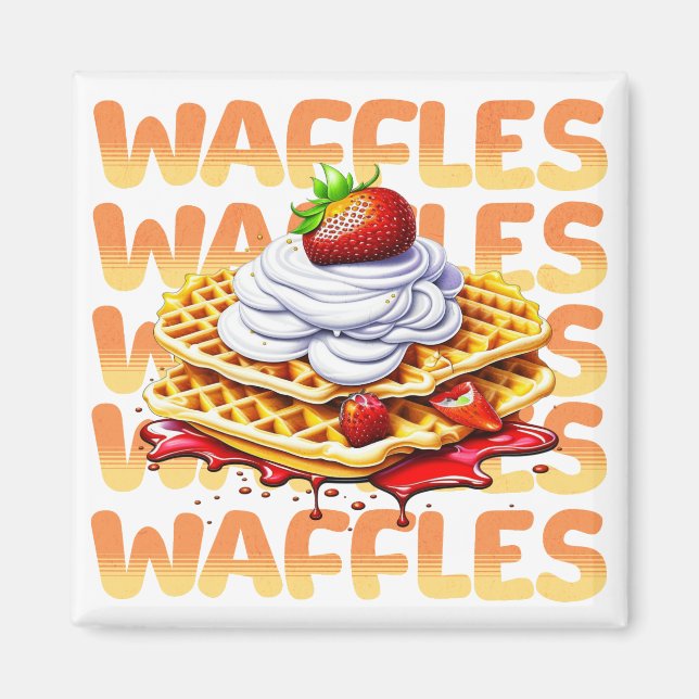 Stack of Waffles Covered in Strawberries Magnet (Front)