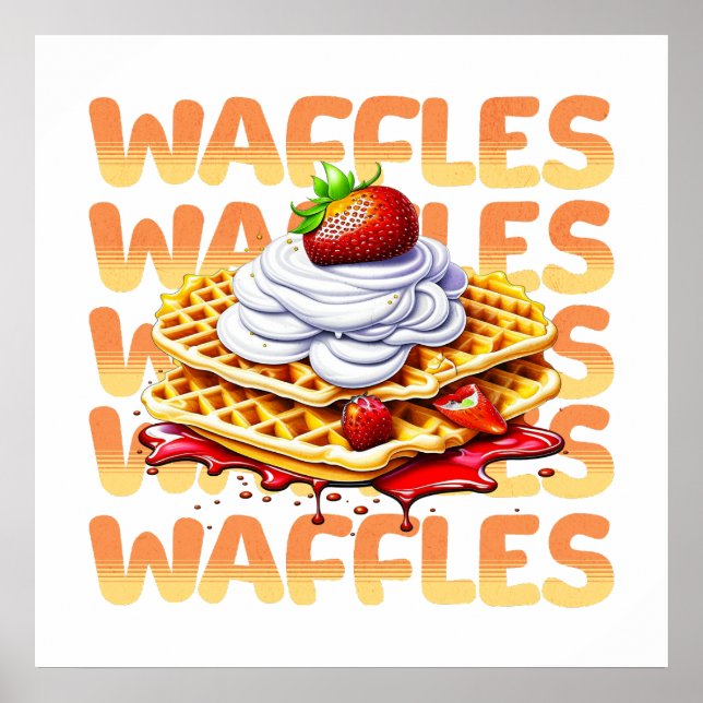 Stack of Waffles Covered in Strawberries Poster (Front)