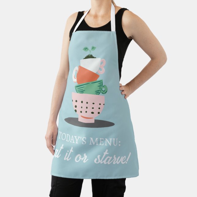 Stack of Washing Up Modern Funny Quote Apron (Insitu)