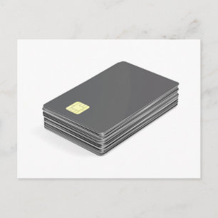 Stack with blank plastic cards with chip