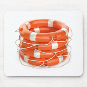 Stack with four lifebuoy rings mouse mat