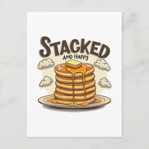 Stacked And Happy Pancakes Syrup Delight Holiday Postcard