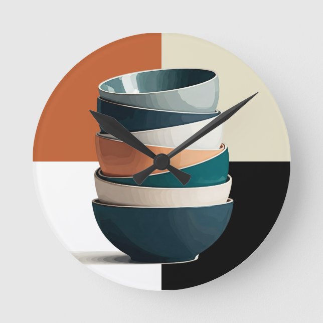 Stacked and Ready Round Clock (Front)