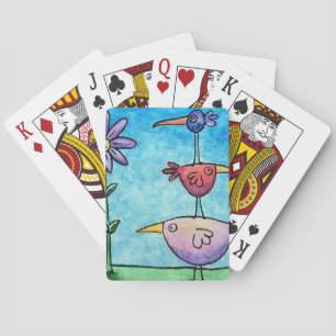 Stacked Birds Playing Cards