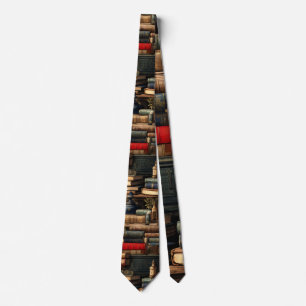 Stacked Books in Library Tie