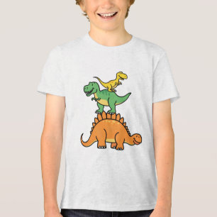 Stacked Cartoon Dinosaurs Kids T-Shirt  Tri-Blend Shirt