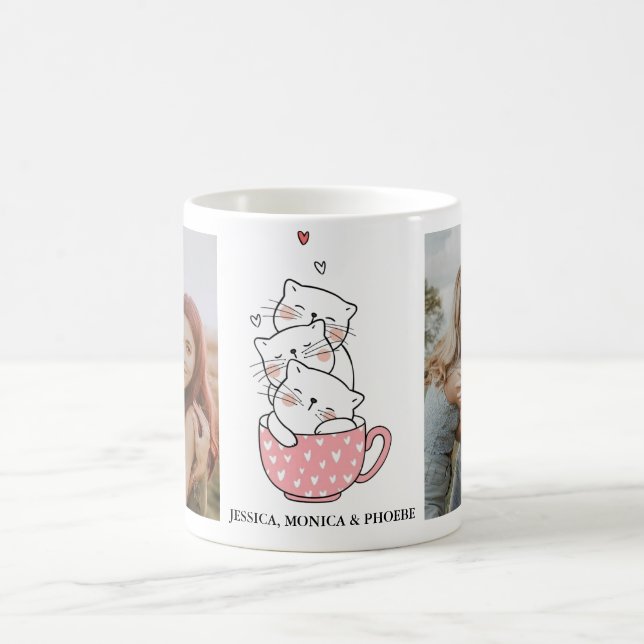  Stacked Cats in Teacup Photo Mug (Center)
