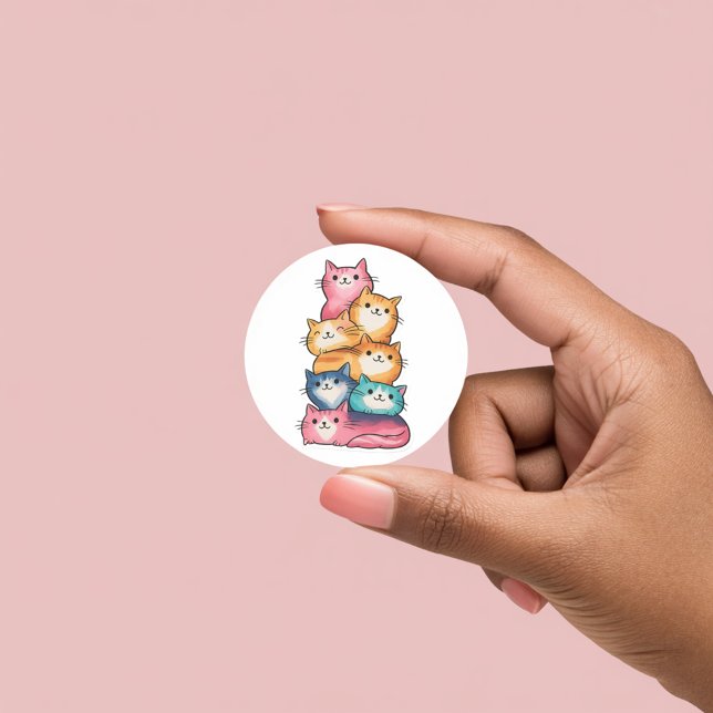 Stacked Cats Watercolor Art Cute Sticker (Creator Uploaded)