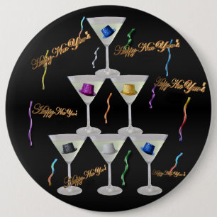 Stacked Champagne New Year's  Pin