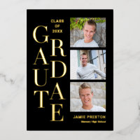 Stacked Charm Foil Graduation Announce Invitation