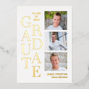 Stacked Charm Foil Graduation Announce Invitation