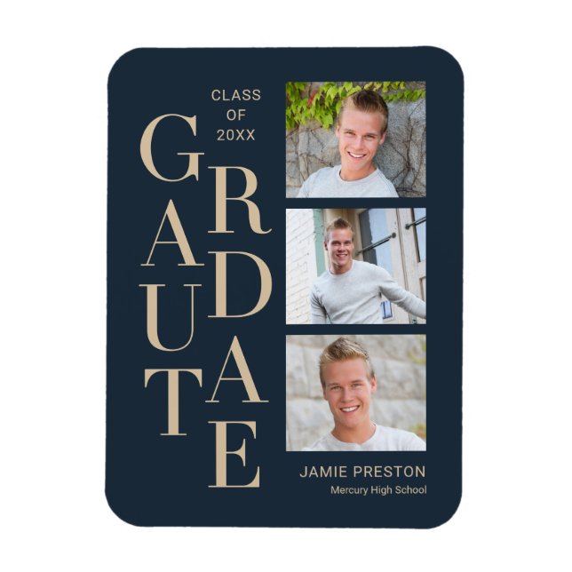 Stacked Charm Graduation Announcement Magnet (Vertical)
