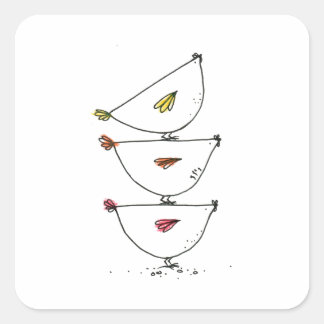 Stacked Chickens Square Stickers