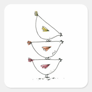 Stacked Chickens Square Stickers