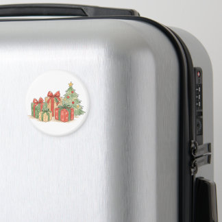 Stacked Christmas Gifts with Tree for Holiday Gift Magnet