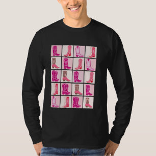 Stacked Coquette Chequerboard Cowgirl Boots Design T-Shirt