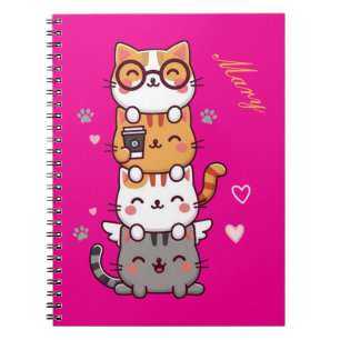 Stacked Cuteness: Adorable Kitty Tower of Joy! Notebook