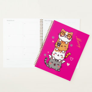 Stacked Cuteness: Adorable Kitty Tower of Joy! Planner