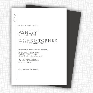 Stacked Dark Slate Monogram Wedding Invitation