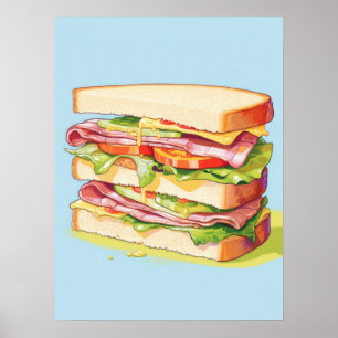 Stacked Deli Sandwich Delight Poster