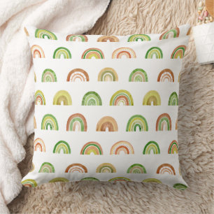 Stacked Earthy Rainbow Rows Pattern Cushion