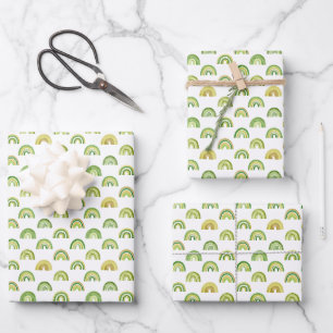 Stacked Earthy Rainbow Rows Pattern Wrapping Paper Sheet