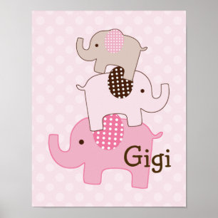 Stacked Elephant with Polka Dots Art Print