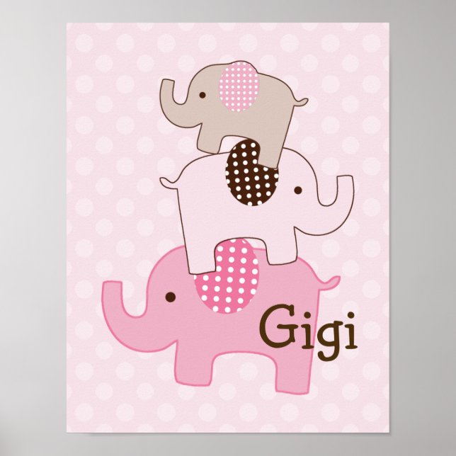 Stacked Elephant with Polka Dots Art Print (Front)