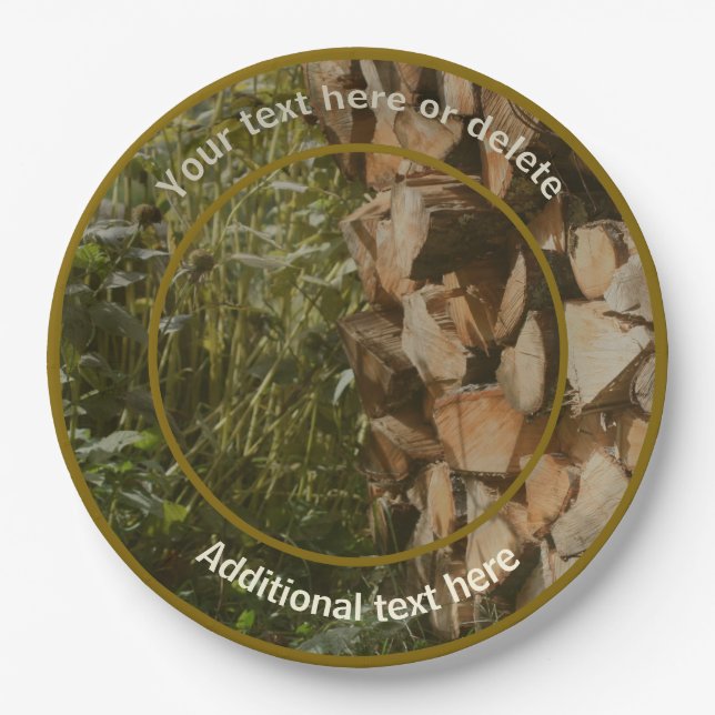 Stacked Firewood Fall Personalised Party  Paper Plate (Front)