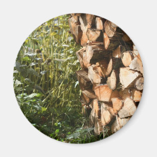 Stacked Firewood Nature Photography Magnet