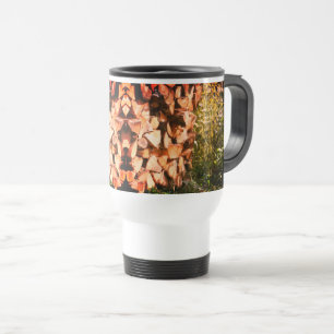 Stacked Firewood Nature Photography   Travel Mug