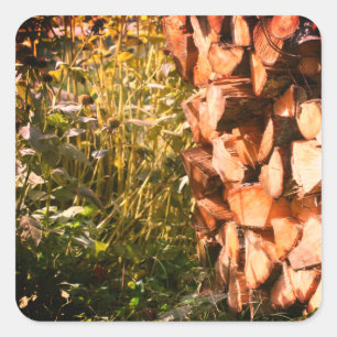 Stacked Firewood Nature  Square Sticker
