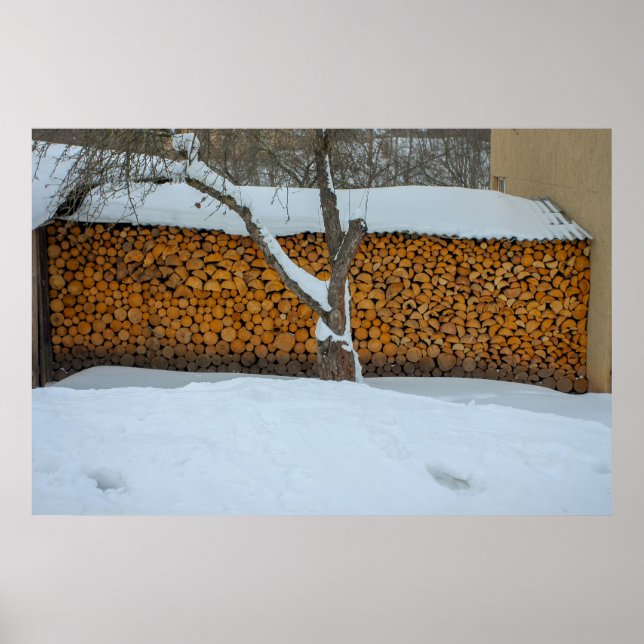 Stacked firewood. poster (Front)